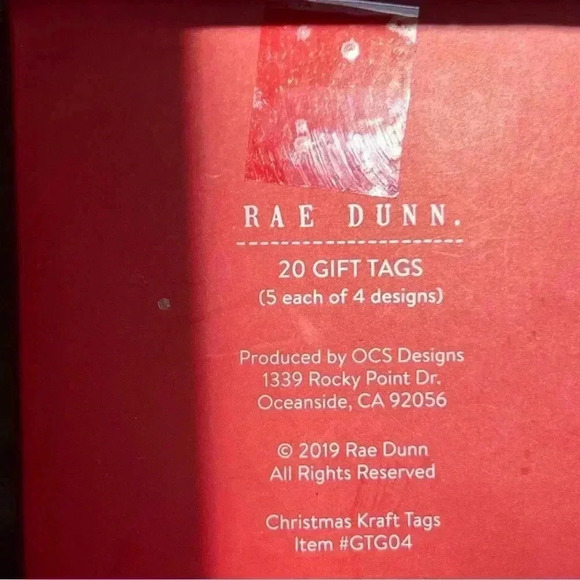 NEW Rae Dunn 20 Holiday Gift Tags w/ Red & White String - 5 Each of 4 Designs - Picture 2 of 4